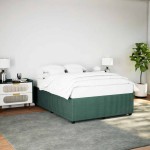 vidaXL Cadru de pat fără saltea, verde închis, 140x190 cm, catifea vidaXL Cadru de pat fără saltea, verde închis, 140x190 cm, catifea