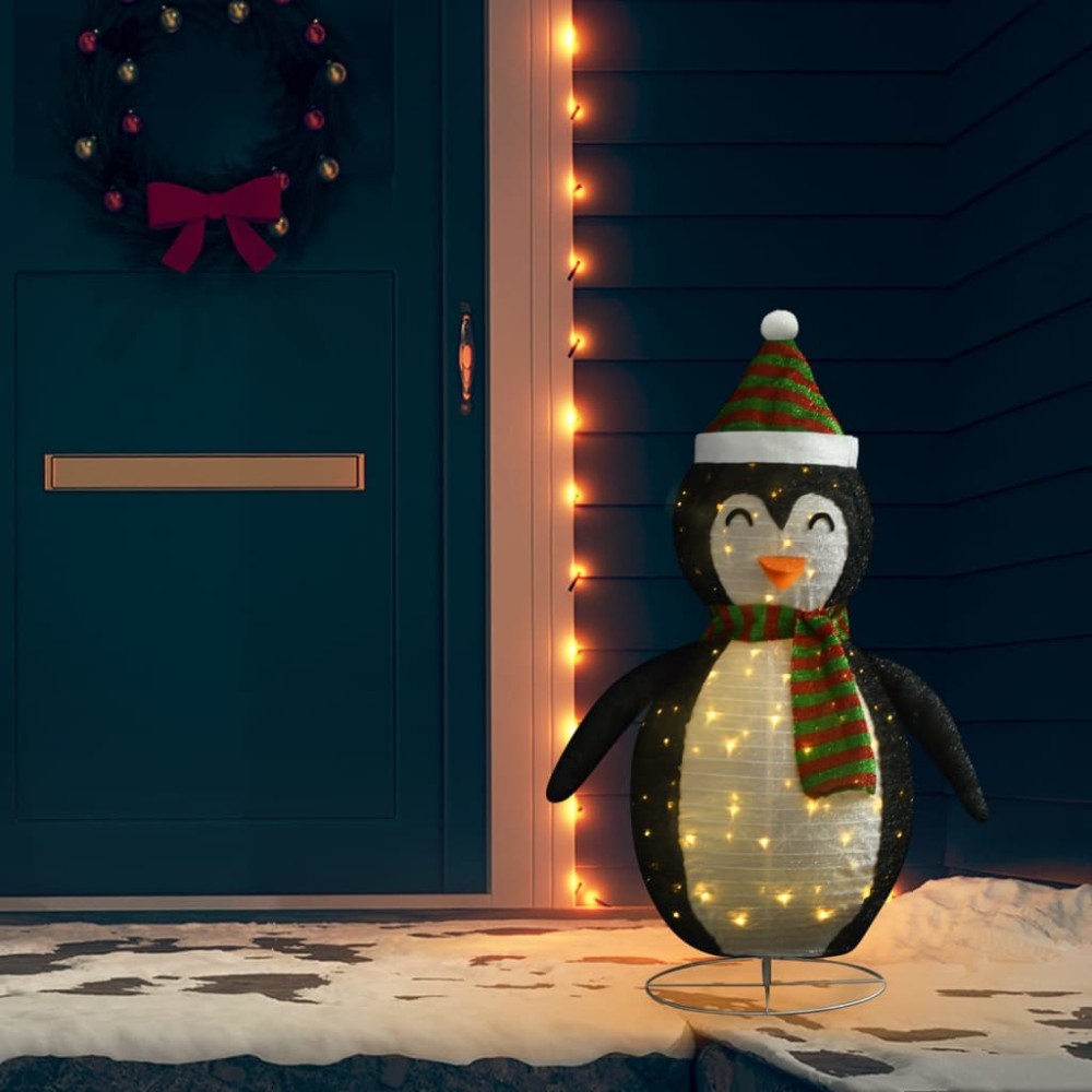 vidaXL Figurină pinguin decorativă Crăciun, LED, 120 cm, țesătură lux
