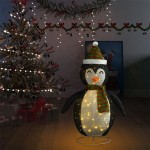 vidaXL Figurină pinguin decorativă Crăciun, LED, 120 cm, țesătură lux