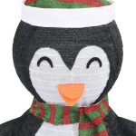vidaXL Figurină pinguin decorativă Crăciun, LED, 120 cm, țesătură lux