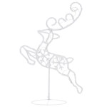 vidaXL Reni și sanie de Crăciun, alb cald, 260x21x87 cm, acril