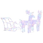 vidaXL Decorațiune de Crăciun reni și sanie 160 LED-uri 130 cm acril