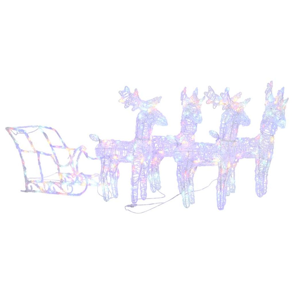 vidaXL Decorațiune de Crăciun cu reni și sanie, 280x28x55, acril