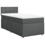 vidaXL Pat cu arcuri cu saltea, gri închis, de o persoană, textil vidaXL Pat cu arcuri cu saltea, gri închis, de o persoană, textil