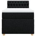 vidaXL Pat cu arcuri cu saltea, negru, de o persoană, textil vidaXL Pat cu arcuri cu saltea, negru, de o persoană, textil