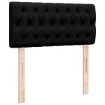 vidaXL Pat cu arcuri cu saltea, negru, de o persoană, textil vidaXL Pat cu arcuri cu saltea, negru, de o persoană, textil
