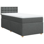vidaXL Pat cu arcuri cu saltea, gri închis, de o persoană, textil vidaXL Pat cu arcuri cu saltea, gri închis, de o persoană, textil