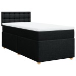vidaXL Pat cu arcuri cu saltea, negru, de o persoană, textil vidaXL Pat cu arcuri cu saltea, negru, de o persoană, textil