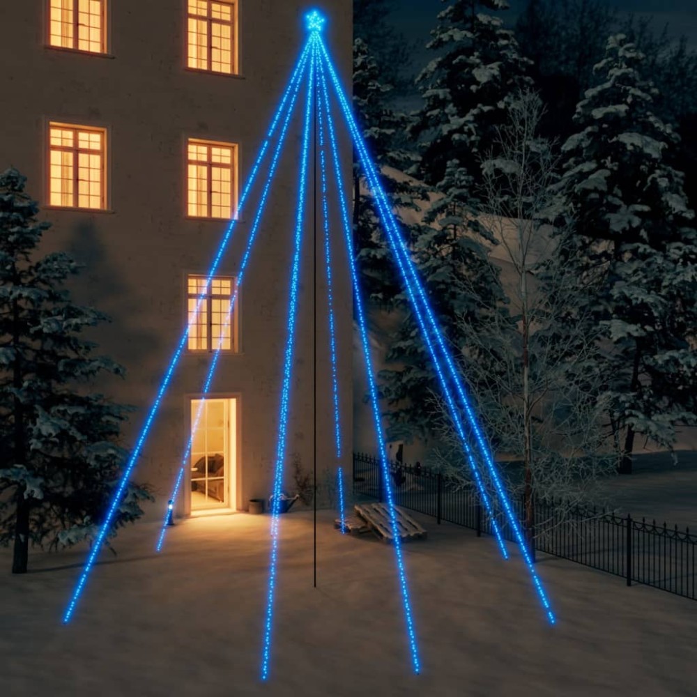 vidaXL Pom de Crăciun LED Interior Exterior 1300 LED-uri Albastru 8 m