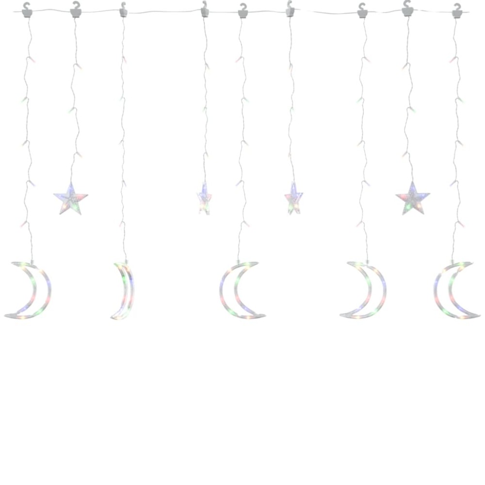 vidaXL Lumini lună și stele, 138 LED-uri, multicolor, cu telecomandă