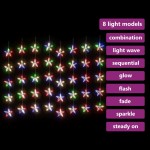 vidaXL Instalație lumini tip perdea stele 200 LED multicolor 8 funcții vidaXL Instalație lumini tip perdea stele 200 LED multicolor 8 funcții