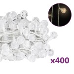 vidalXL Ghirlandă luminoasă, 400 LED-uri, alb cald, 8 funcții, 40 m