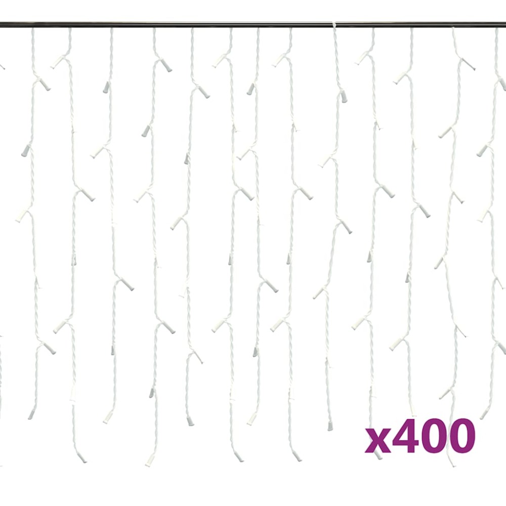 vidaXL Lumini de perdea tip gheață 400 LED-uri alb cald 10 m 8 funcții