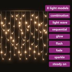 vidaXL Lumini de perdea tip gheață 400 LED-uri alb cald 10 m 8 funcții vidaXL Lumini de perdea tip gheață 400 LED-uri alb cald 10 m 8 funcții