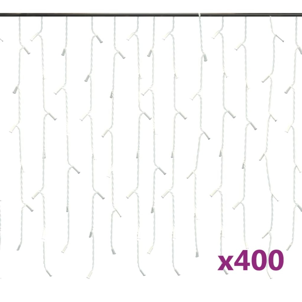 vidaXL Lumini de perdea tip gheață 400 LED-uri alb rece 8 funcții 10 m