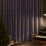 vidaXL Instalație lumini tip perdea 300 LED albastru 3x3 m 8 funcții
