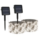 vidaXL Lumini solare feerice 2 buc.x200 LED alb rece interior/exterior vidaXL Lumini solare feerice 2 buc.x200 LED alb rece interior/exterior