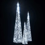 vidaXL Set conuri decorative cu LED-uri, alb rece, 30/45/60 cm, acril vidaXL Set conuri decorative cu LED-uri, alb rece, 30/45/60 cm, acril