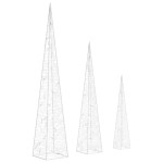 vidaXL Set conuri decorative cu LED-uri, alb rece, 30/45/60 cm, acril vidaXL Set conuri decorative cu LED-uri, alb rece, 30/45/60 cm, acril