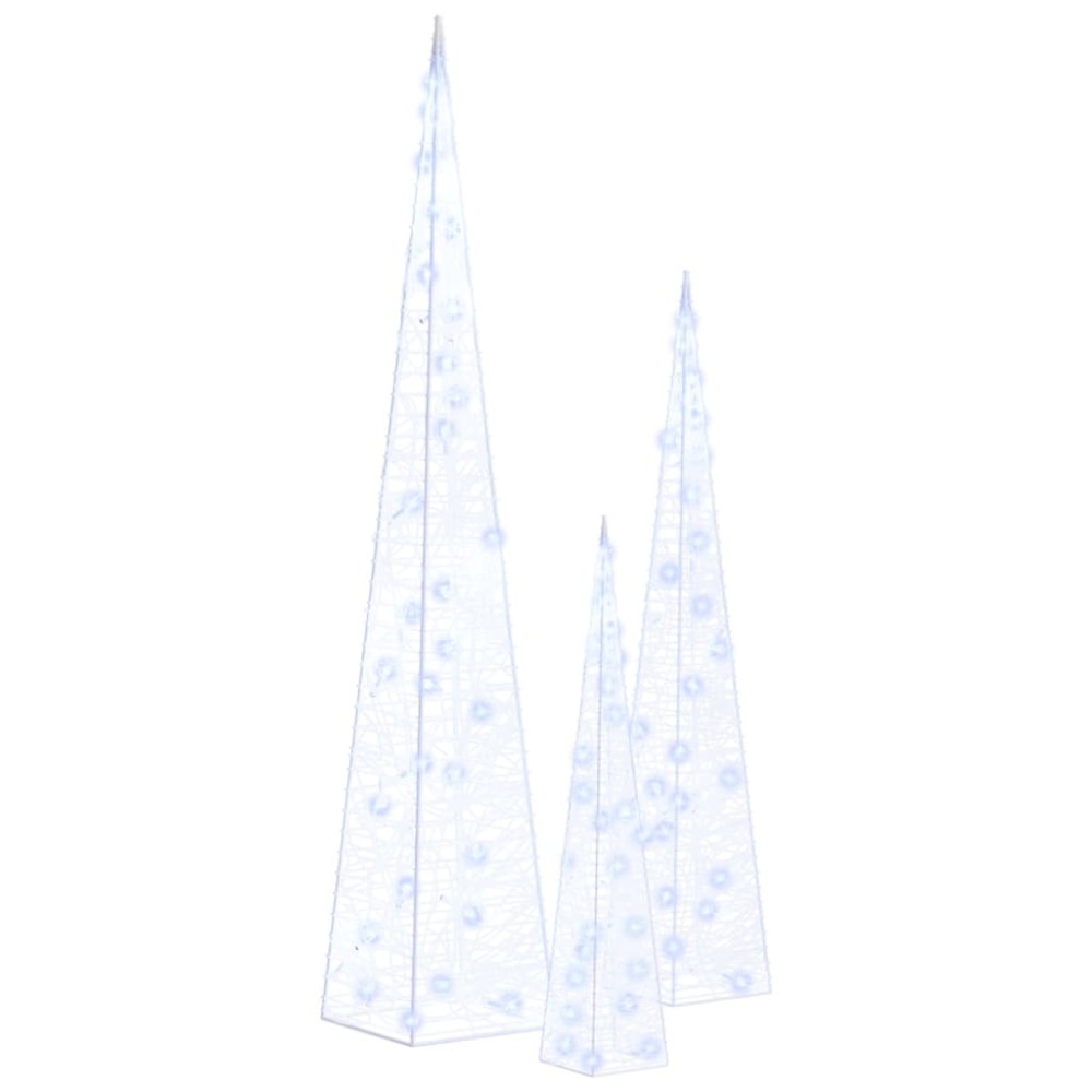 vidaXL Set conuri decorative cu LED-uri albastru 30/45/60 cm acrilic
