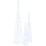 vidaXL Set conuri decorative cu LED-uri albastru 30/45/60 cm acrilic vidaXL Set conuri decorative cu LED-uri albastru 30/45/60 cm acrilic