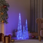 vidaXL Set conuri decorative cu LED-uri albastru 30/45/60 cm acrilic vidaXL Set conuri decorative cu LED-uri albastru 30/45/60 cm acrilic