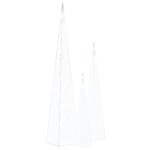 vidaXL Set conuri decorative cu LED-uri, alb rece, 60/90/120 cm, acril vidaXL Set conuri decorative cu LED-uri, alb rece, 60/90/120 cm, acril
