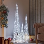 vidaXL Set conuri decorative cu LED-uri, alb rece, 60/90/120 cm, acril vidaXL Set conuri decorative cu LED-uri, alb rece, 60/90/120 cm, acril