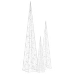 vidaXL Set conuri decorative cu LED-uri, albastru, 60/90/120 cm, acril