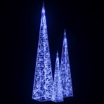 vidaXL Set conuri decorative cu LED-uri, albastru, 60/90/120 cm, acril