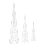vidaXL Set conuri decorative cu LED-uri, albastru, 60/90/120 cm, acril