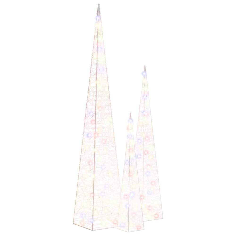 vidaXL Set conuri decorative cu LED-uri multicolor 60/90/120 cm acril