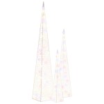 vidaXL Set conuri decorative cu LED-uri multicolor 60/90/120 cm acril vidaXL Set conuri decorative cu LED-uri multicolor 60/90/120 cm acril