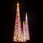 vidaXL Set conuri decorative cu LED-uri multicolor 60/90/120 cm acril vidaXL Set conuri decorative cu LED-uri multicolor 60/90/120 cm acril