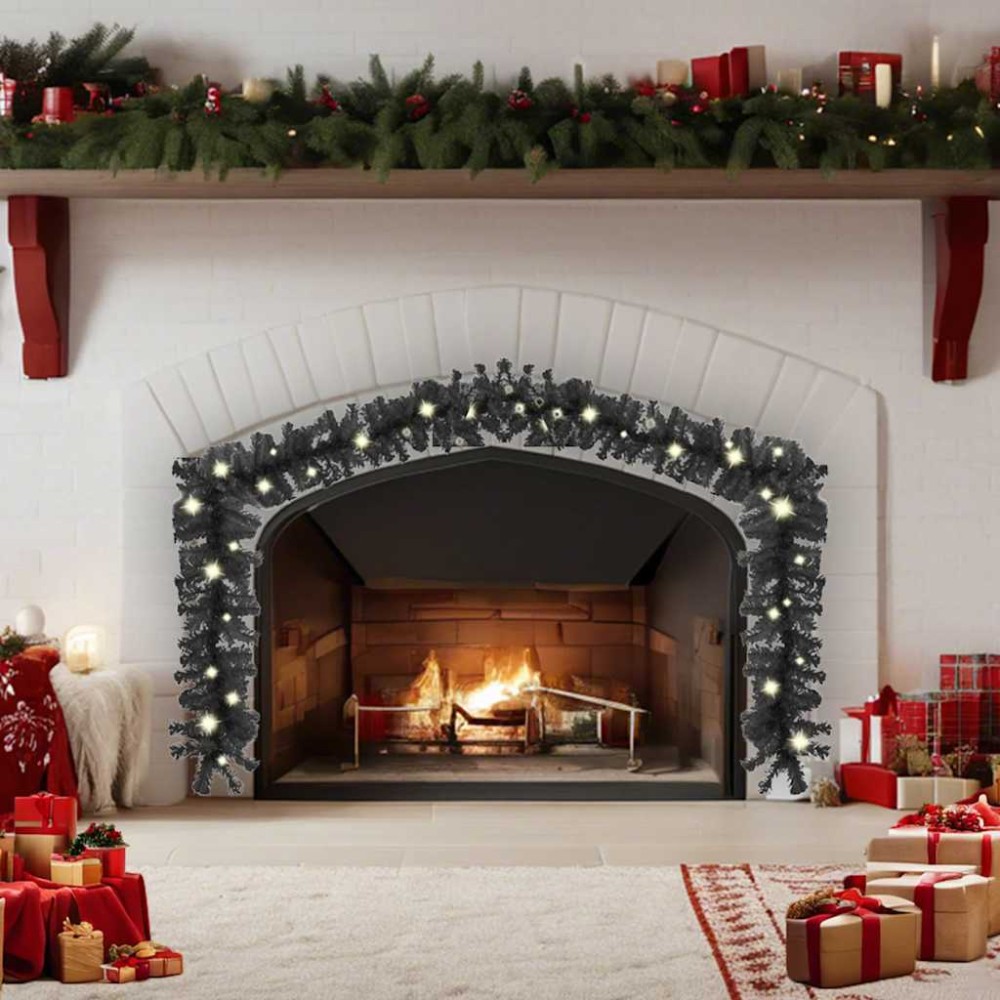 vidaXL Ghirlandă de Crăciun cu lumini LED, negru, 20 m