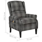 vidaXL Fotoliu de masaj rabatabil, gri, material textil vidaXL Fotoliu de masaj rabatabil, gri, material textil