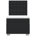 vidaXL Pat cu arcuri cu saltea, negru, de o persoană, piele ecologică vidaXL Pat cu arcuri cu saltea, negru, de o persoană, piele ecologică