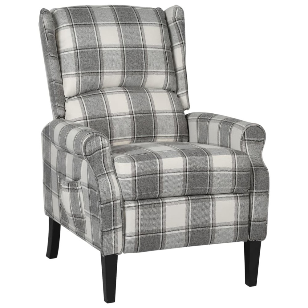 vidaXL Fotoliu rabatabil, gri și alb, material textil