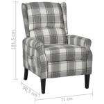 vidaXL Fotoliu rabatabil, gri și alb, material textil