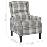 vidaXL Fotoliu rabatabil, gri, material textil