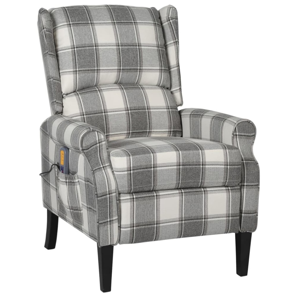 vidaXL Fotoliu de masaj rabatabil, alb gri, material textil