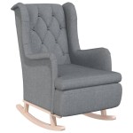 vidaXL Fotoliu picioare balansoar din lemn de hevea gri deschis textil