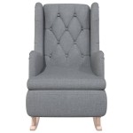 vidaXL Fotoliu picioare balansoar din lemn de hevea gri deschis textil