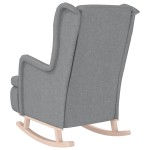 vidaXL Fotoliu picioare balansoar din lemn de hevea gri deschis textil