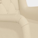 vidaXL Fotoliu cu picioare balansoar din lemn de hevea, crem, textil
