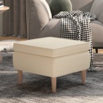 vidaXL Scaun cu picioare din lemn, crem, material textil vidaXL Scaun cu picioare din lemn, crem, material textil