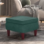 vidaXL Scaun cu picioare din lemn, verde închis, catifea