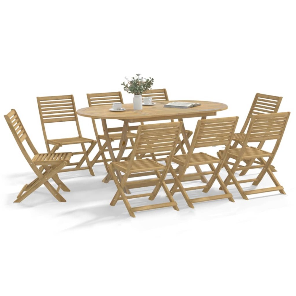 vidaXL Set mobilier de grădină, 9 piese, lemn masiv de acacia