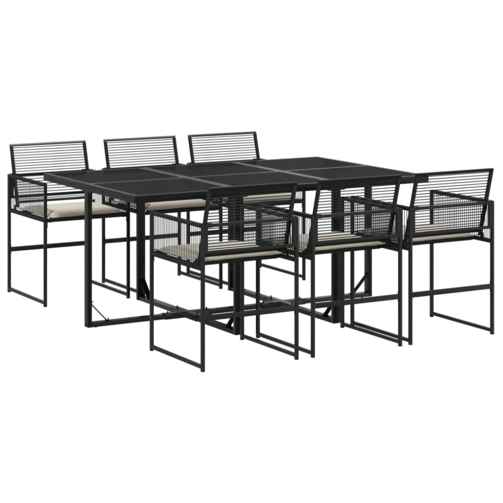 vidaXL Set mobilier de grădină cu perne, 7 piese, negru, poliratan