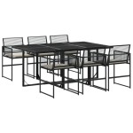 vidaXL Set mobilier de grădină cu perne, 7 piese, negru, poliratan vidaXL Set mobilier de grădină cu perne, 7 piese, negru, poliratan